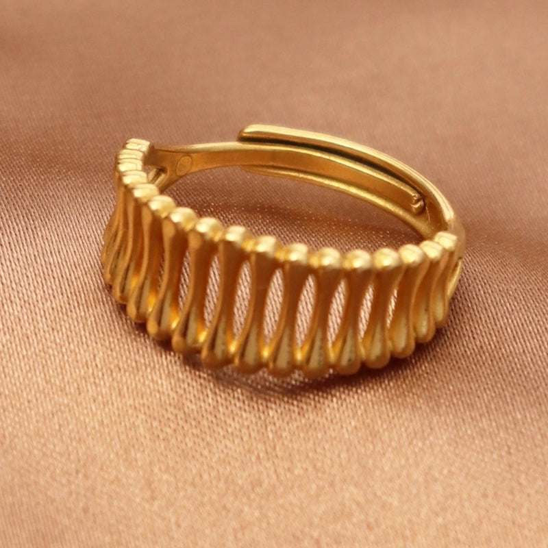 Casual Retro Geometric Titanium Steel Natural Stone Inlay Open Rings