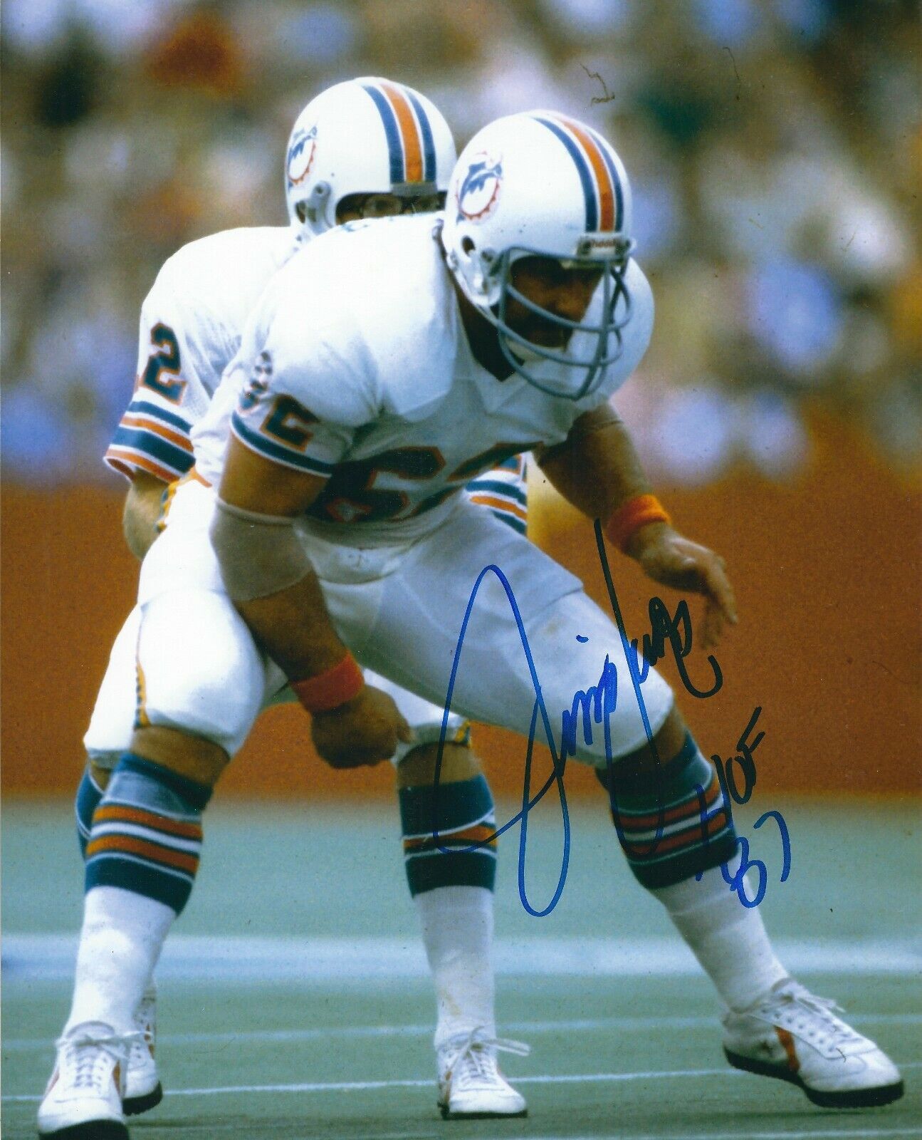 Signed 8x10 JIM LANGER HOF Miami Dolphins Autographed Photo Poster painting - w/ COA