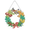 5D DIY Special Shaped Diamond Painting Christmas Hanging Wreath With Lamp String Kit