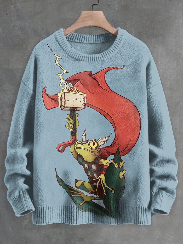 Men's Thor Tree Frog Art Print Knit Sweatshirt