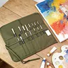 Painting Brushes Canvas Storage Bag Canvas Large Capacity 22 Slots Oil Painting Pen Bag for Oil Brushes Watercolor for Artist
