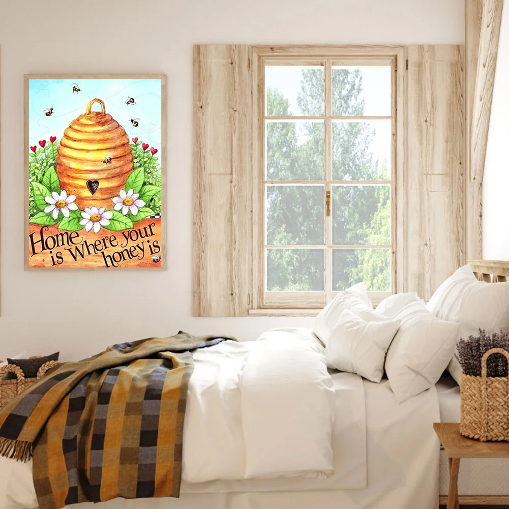 Full Round Diamond Painting 30*40cm - Hard-Working Bees Harvest A Bountiful Harvest
