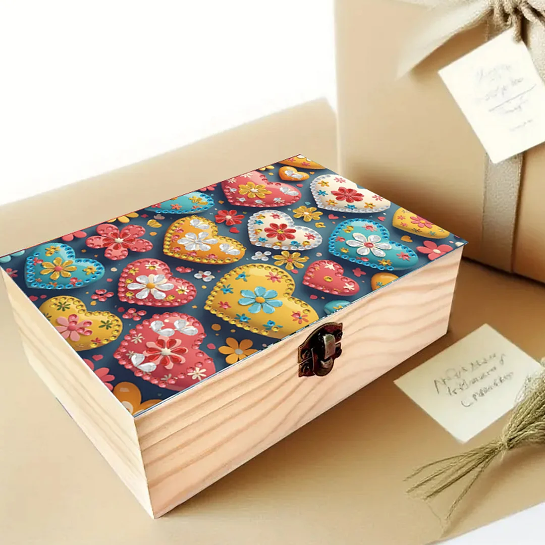 1Pc DIY Diamond Painting Wooden Storage Box Jewelry Box Kits (MZH017)