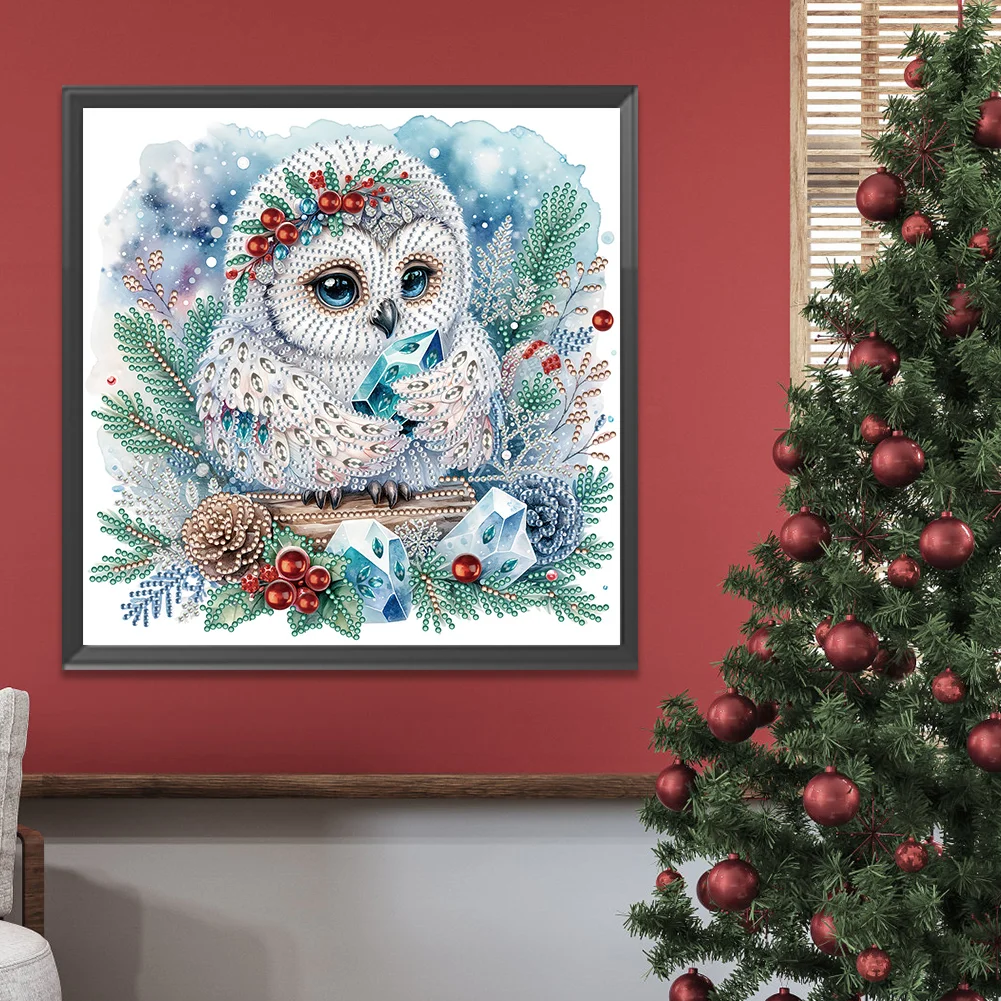 Diamond Painting - Partial Special Shaped Drill - Winter Owl(Canvas|30*30cm)