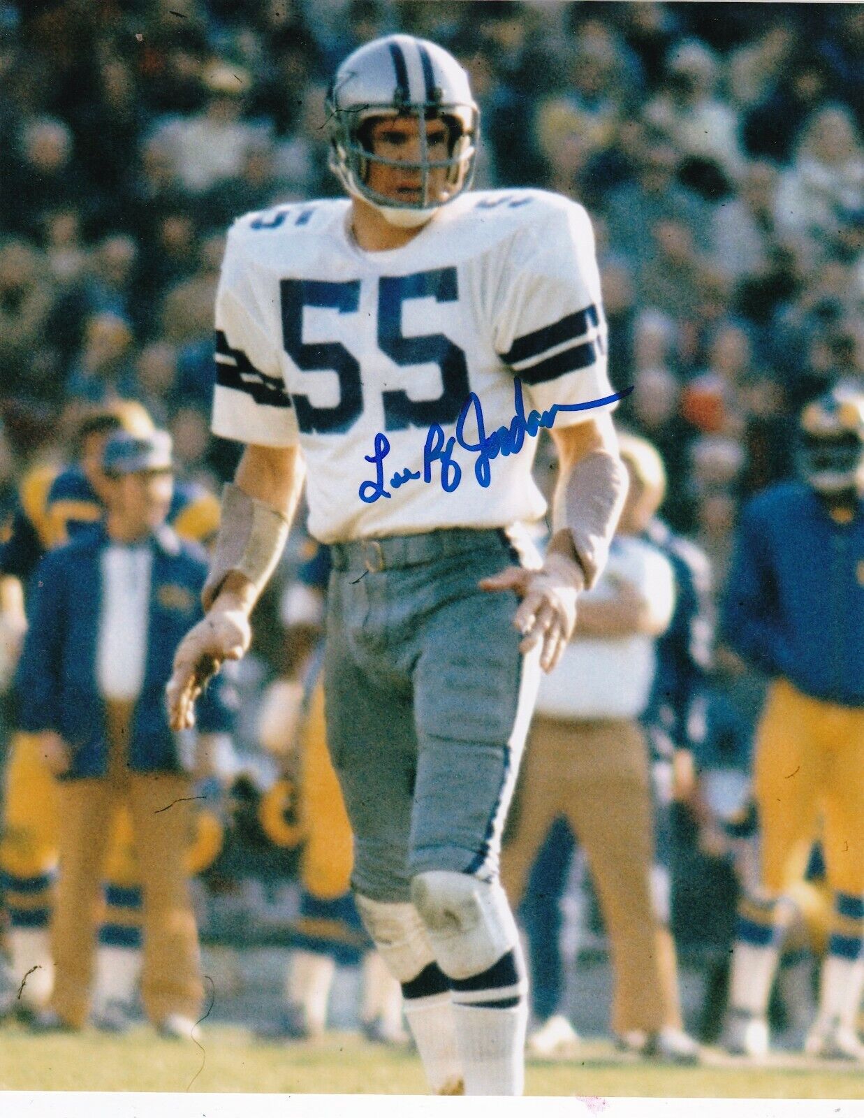 LEE ROY JORDAN DALLAS COWBOYS ACTION SIGNED 8x10 Photo Poster painting