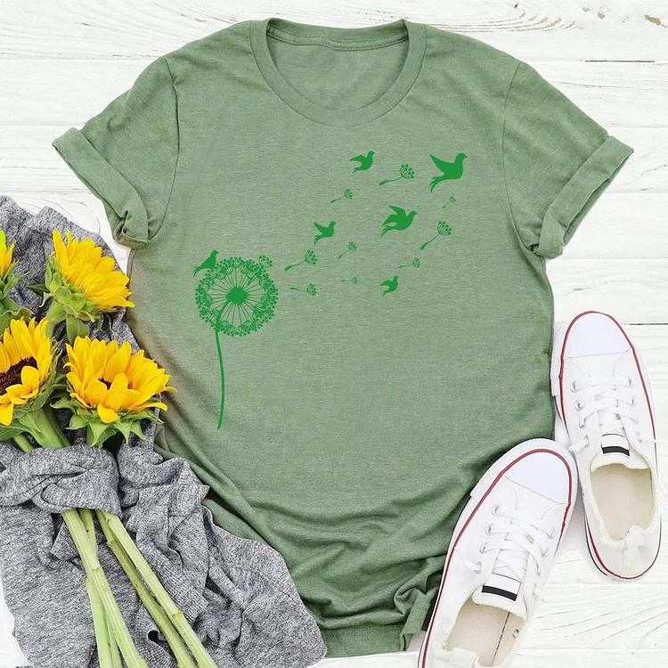 Dandelion and bird  T-Shirt Tee-06660-Annaletters
