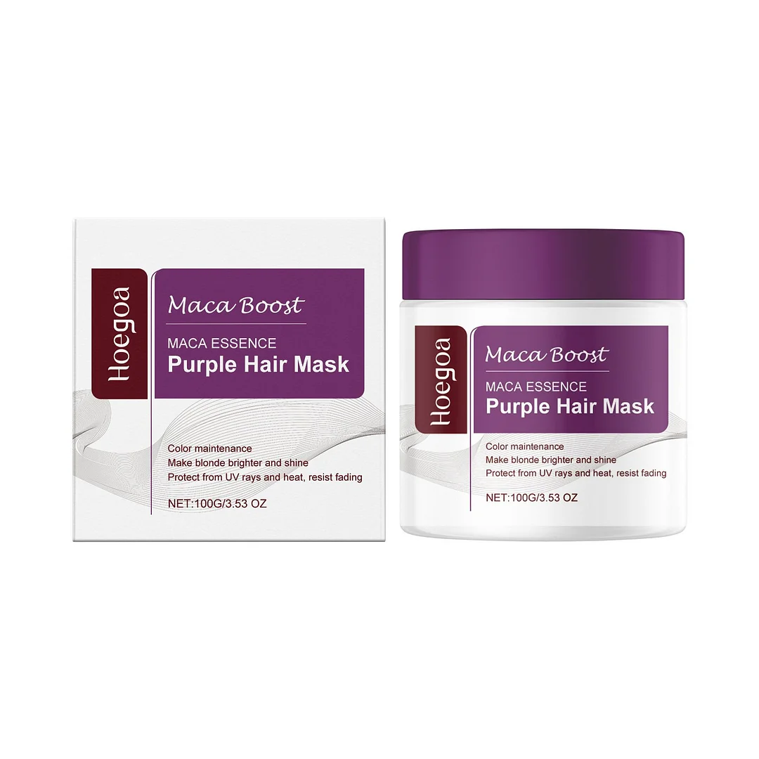 maca power Purple Hair Mask Professional Neutralizes Brass & Yellow Tones For Blonde Silver Gray Highlighted Hair