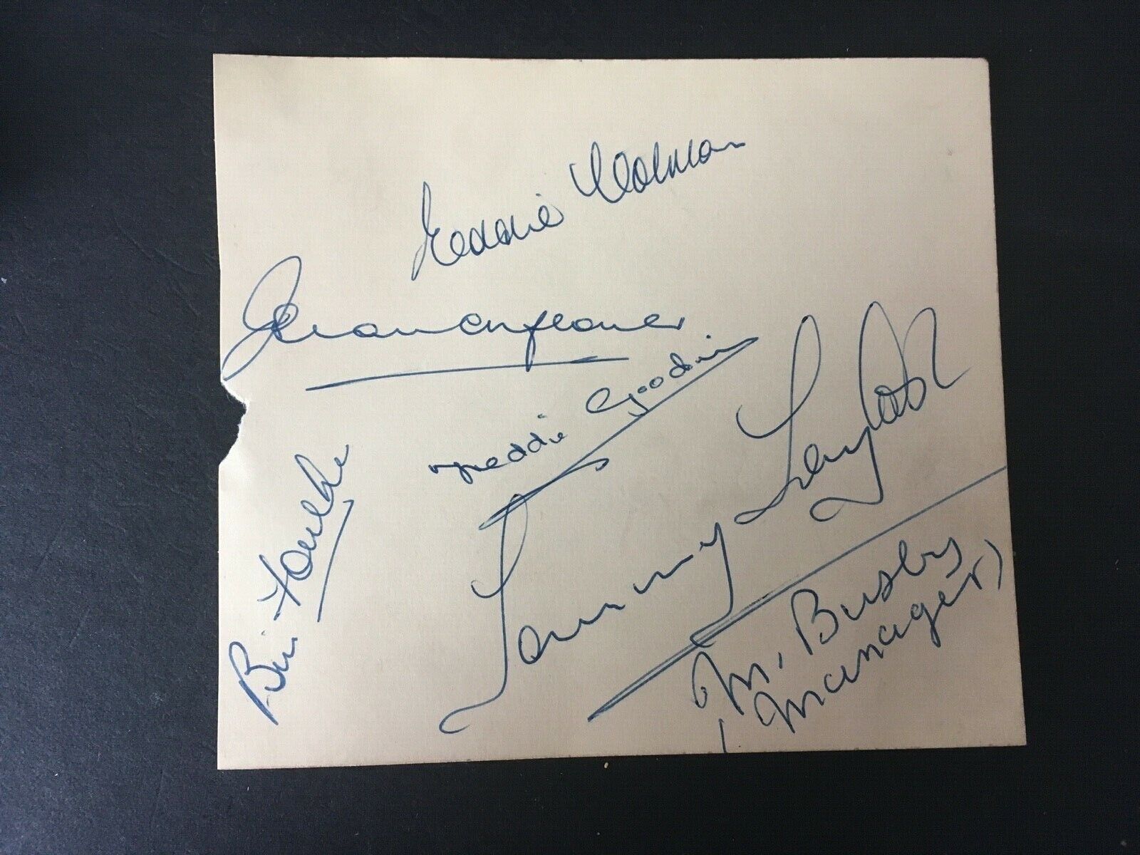 MANCHESTER UNITED c1957-58 - VINTAGE ALBUM PAGE - 6 x SIGNATURES - BUSBY BABES