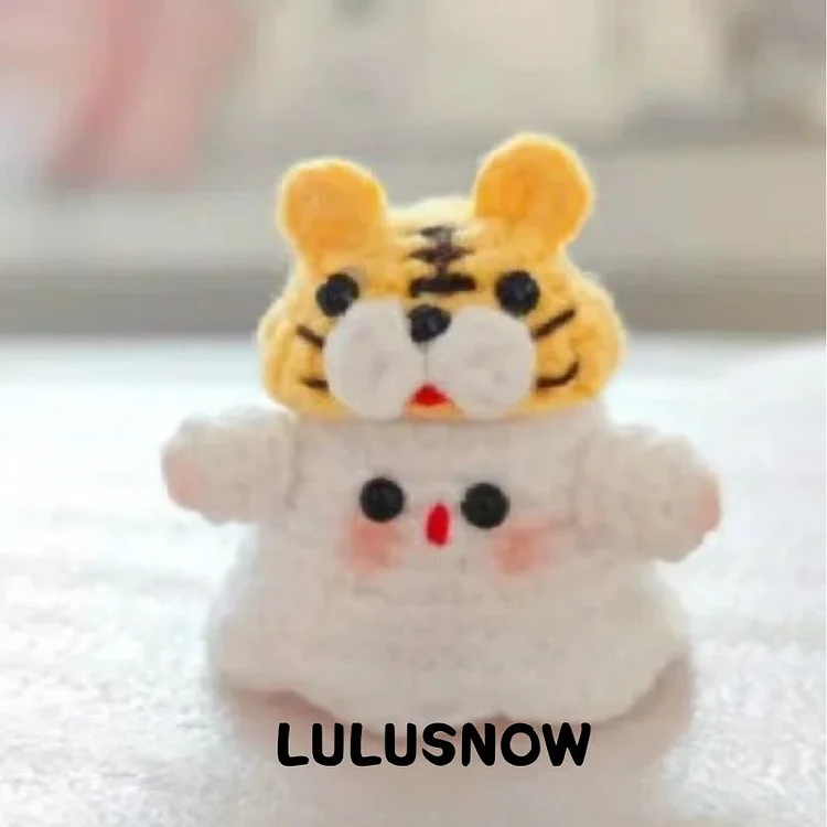 Lulusnow Handmade Yellow Halloween Amigurumi Ghost Tiger Hat  Crochet Key Pendant Bag Accessories Key Pendant
