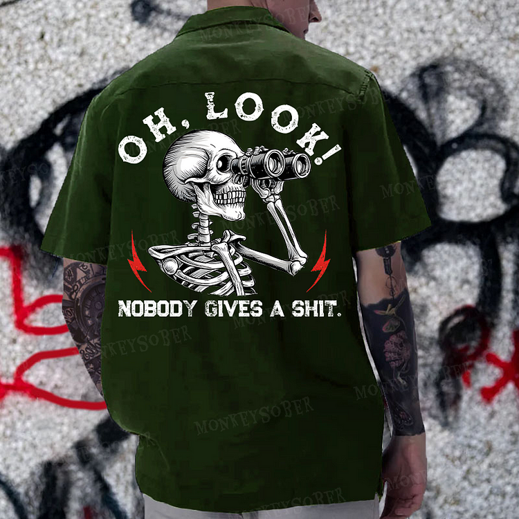 “Oh Look Nobody Gives A Shit” Reversible Printed Button Up Shirt