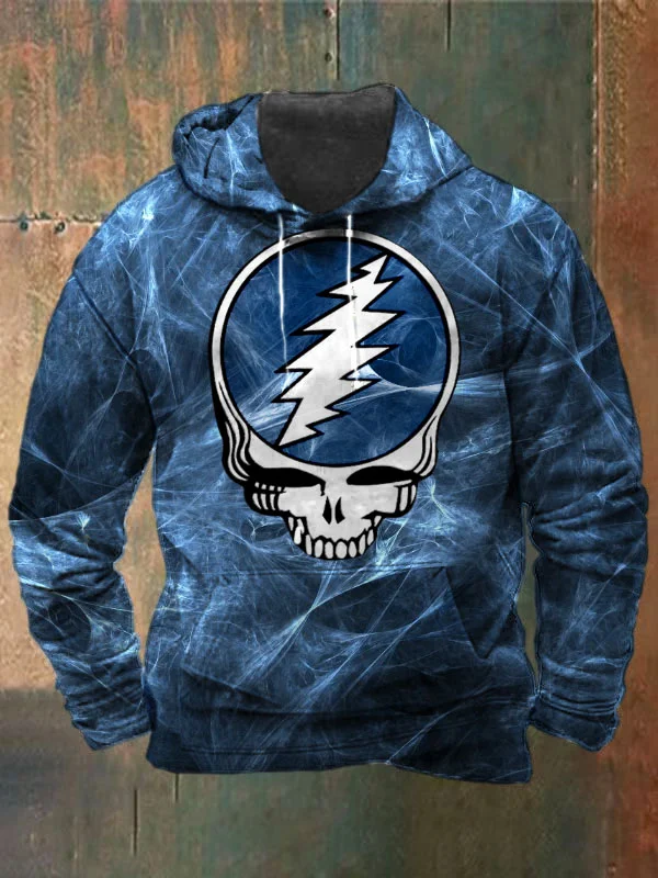 Unisex Fractals Skull Print Heavyweight Hoodies