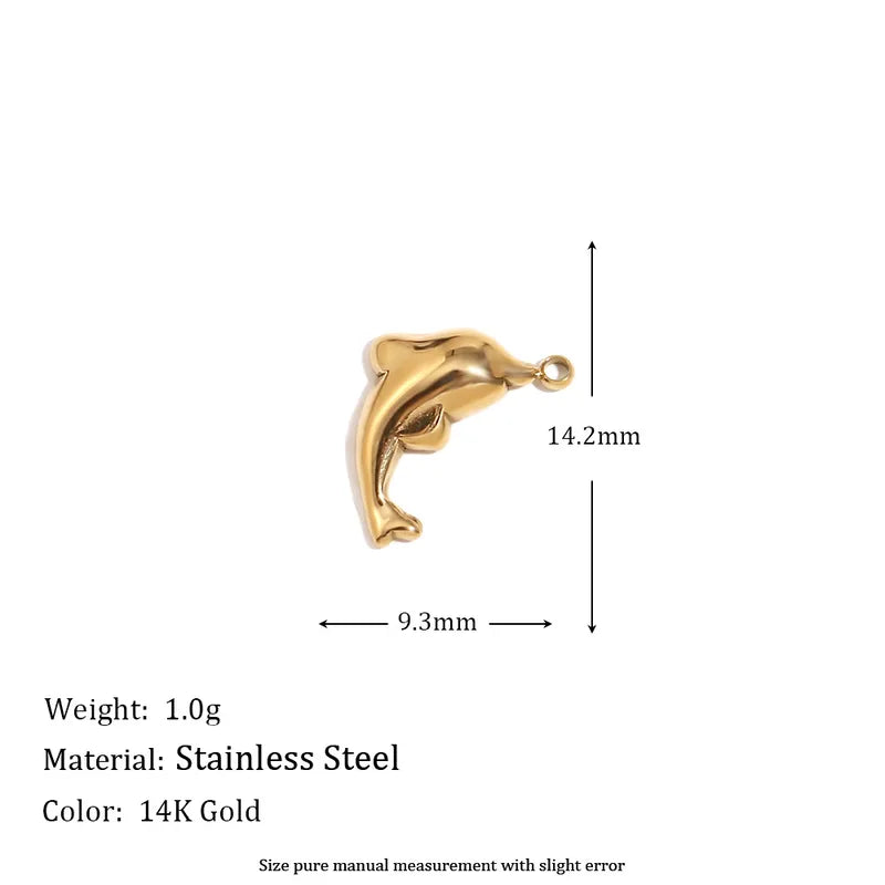 1 Piece 15*19.5mm 7.7*20.5mm 9.3*14.2mm 304 Stainless Steel 14K Gold Plated Ocean Bow Knot Shell Jewelry Accessories Pendant