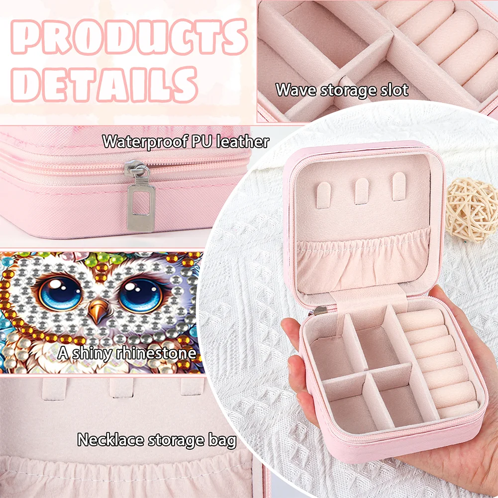 5D DIY Owl Special Shape Diamond Painting Jewelry Box for Art Crafts