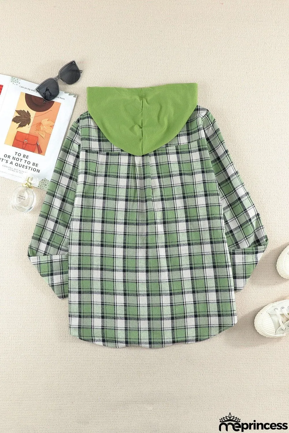 Plaid Hooded Shirt Coat