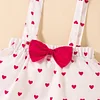 Baby Kid Girls Valentine's Day Red One-line Shoulder Polka Dot 2 Pcs Sets