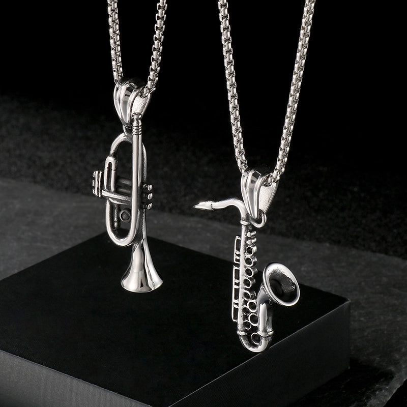 1 Piece 304 Stainless Steel 18K Gold Plated Musical Instrument Skull Pendant