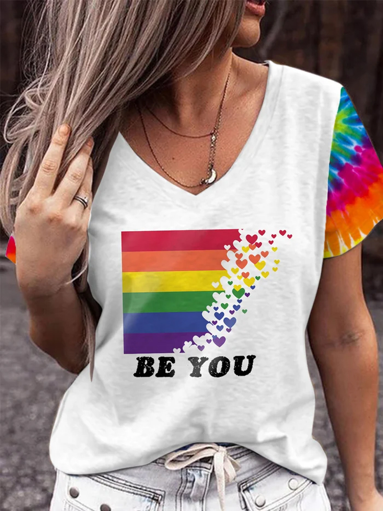 Comstylish Women's LGBT Be You Print Crew Neck T-Shirt