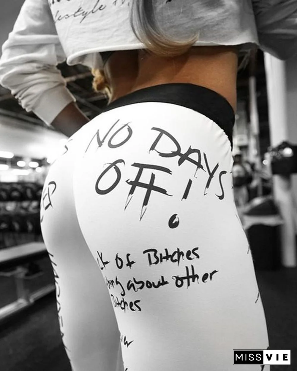 Print Letter Fitness Legging Yoga Pants