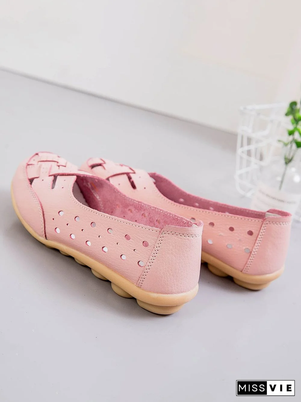 Hollow Leather Soft Sole Shoes