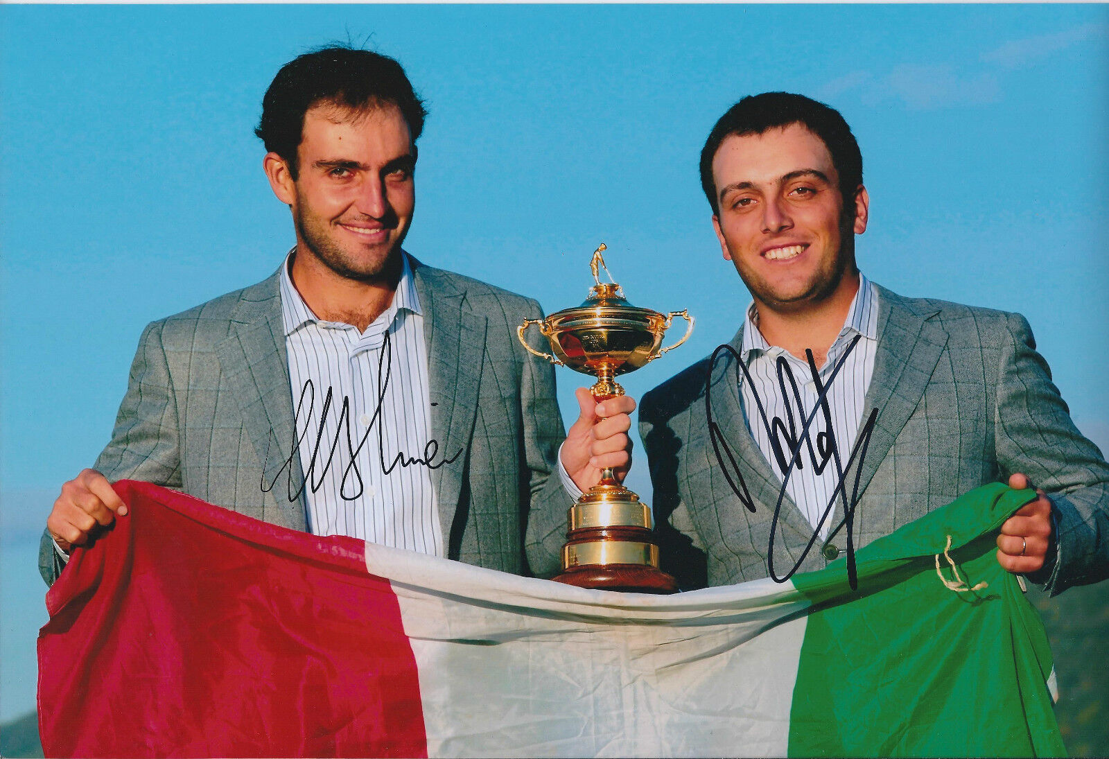 Edoardo & Francesco MOLINARI SIGNED Autograph 12x8 Photo Poster painting AFTAL COA Ryder Cup