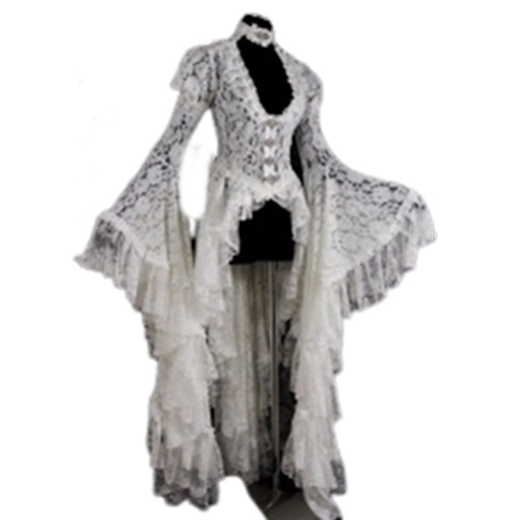 Lace Ruffle Tailcoat Medieval Renaissance Vintage Dress Women's Costume Vintage Cosplay Party Long Sleeve Dress Masquerade 2023 - US $64.99 –P2