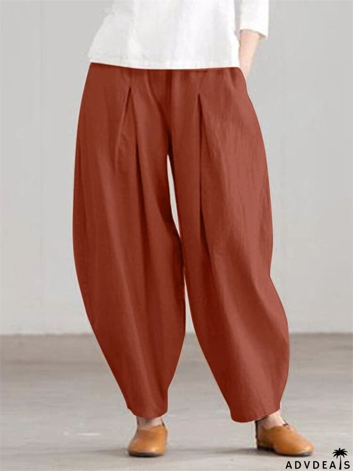 Simple Casual Women's Summer Elastic Waist Harem Pants