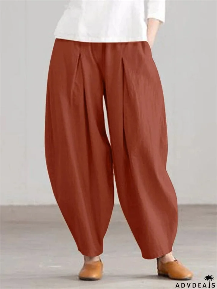 Simple Casual Women's Summer Elastic Waist Harem Pants
