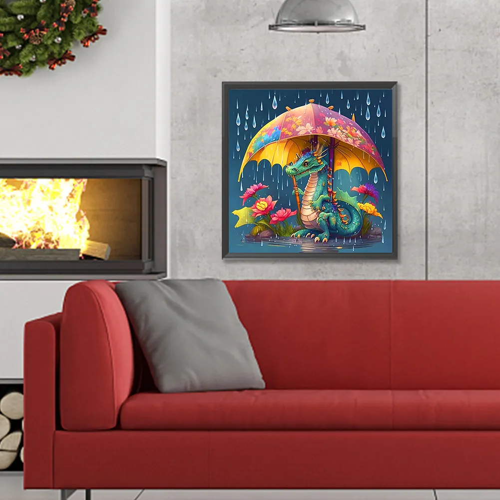 Diamond Painting - Full Round Drill - Umbrella Dragon(Canvas|30*30cm)