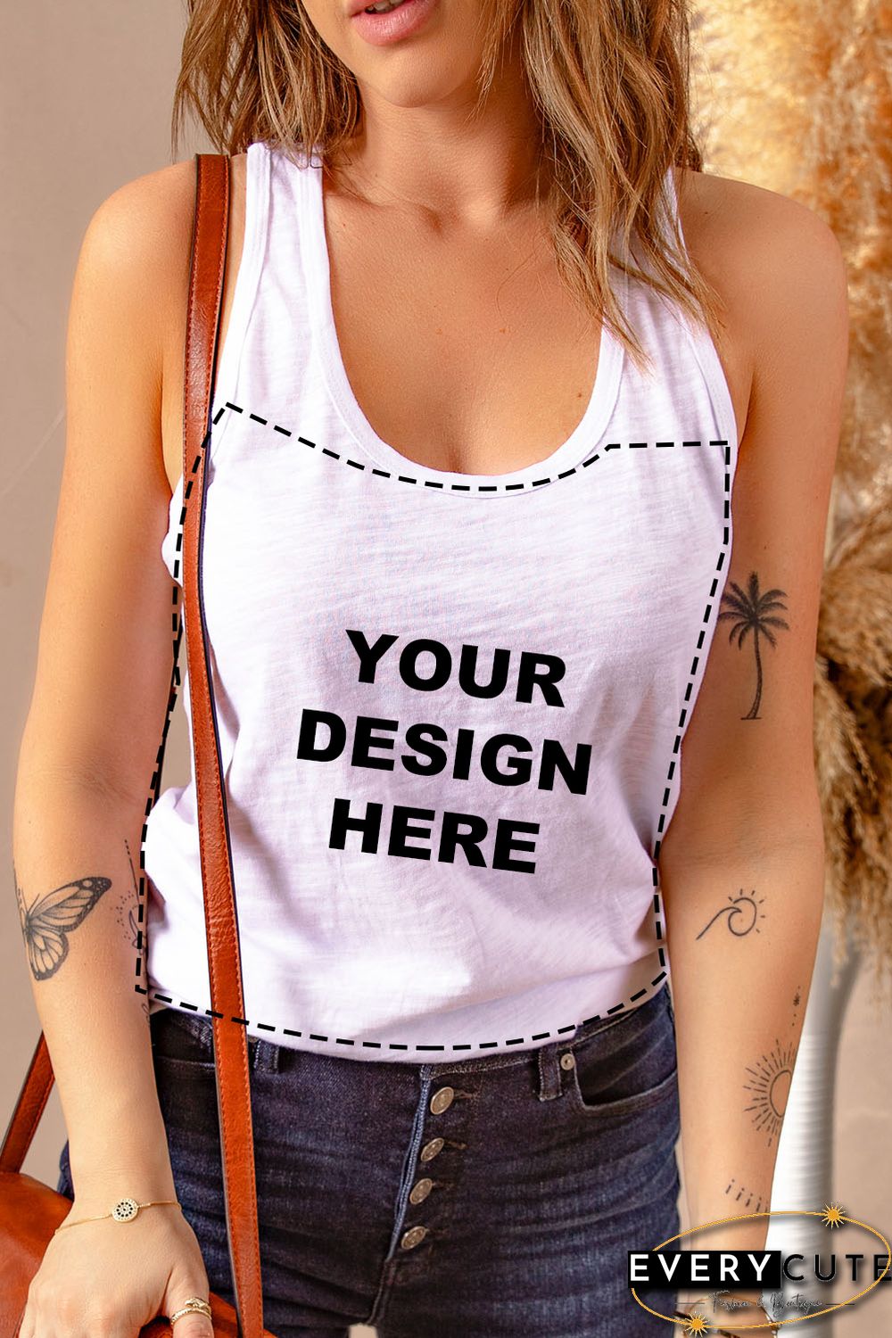 Blank Apparel - White Scoop Neck Basic Solid Tank Top