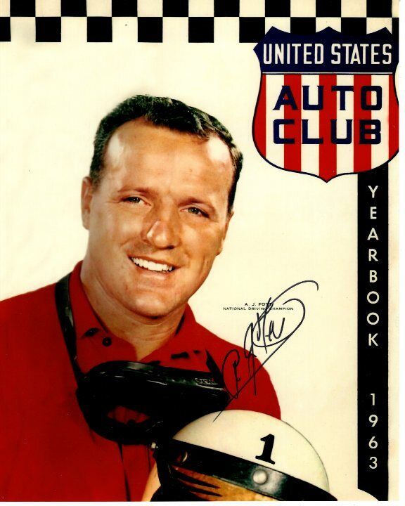 A.J. FOYT signed autographed UNITED STATES AUTO CLUB YEARBOOK 1963 8x10 Photo Poster painting