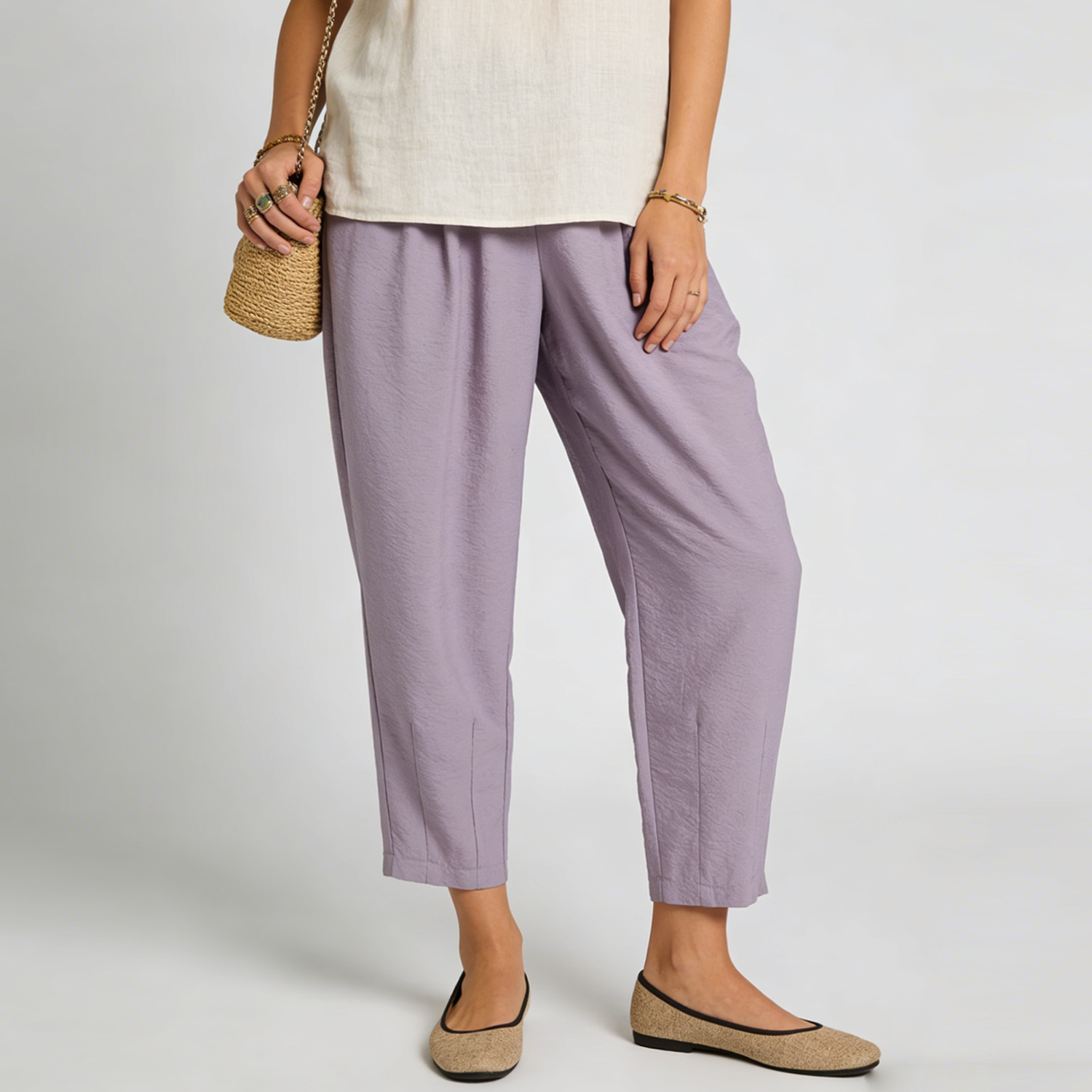 Silk Pants Harem Cropped Textured  REAL SILK LIFE