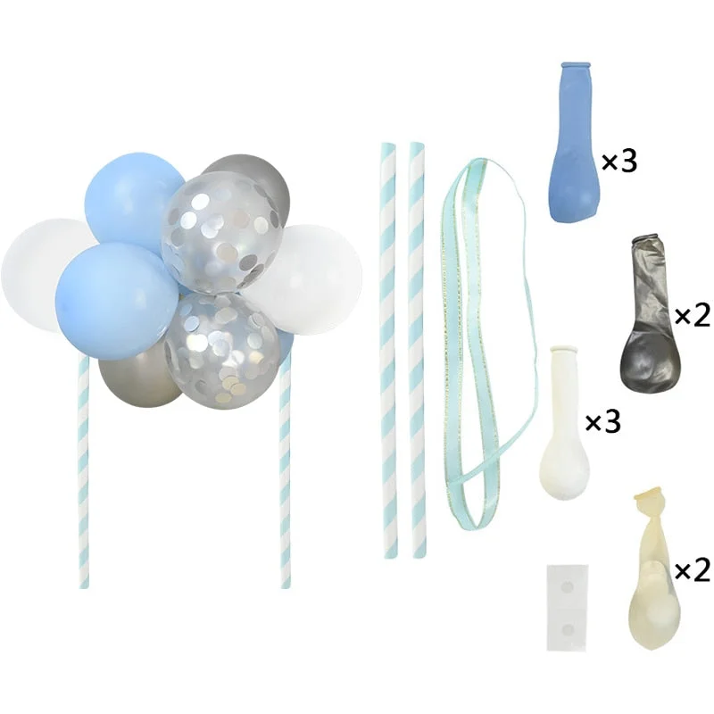 1set Creative 10pcs 5inch Balloon Cake Topper Set Birthday Party Decoration Cake Toppers Baby Shower Wedding Decor Supplies