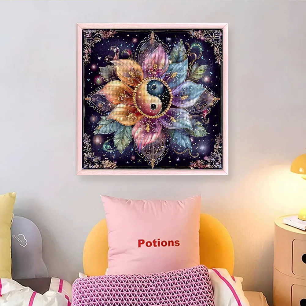11CT Full Counted Cross Stitch - Tai Chi Flower(Canvas|50*50CM)