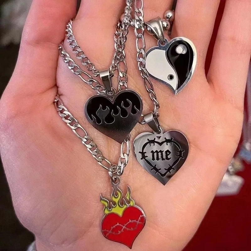 Streetwear Geometric Heart Shape Titanium Steel Enamel Women's Pendant Necklace3