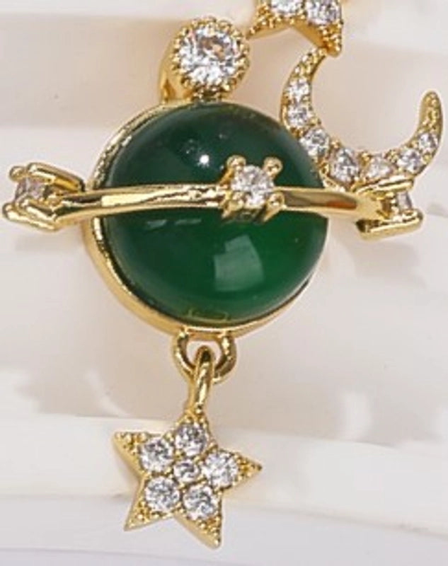 1 Piece Resin Copper Zircon 18K Gold Plated Star Moon Jewelry Accessories Pendant