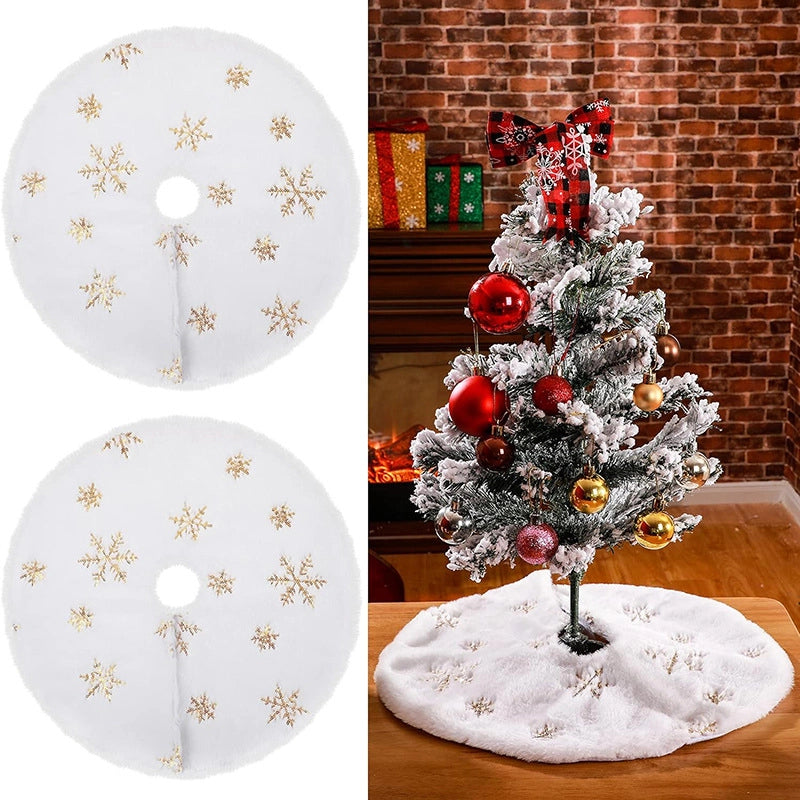 New 38cm Hot Snowflake Christmas Tree Skirt Christmas Home Decoration Embroidered Tree Skirt
