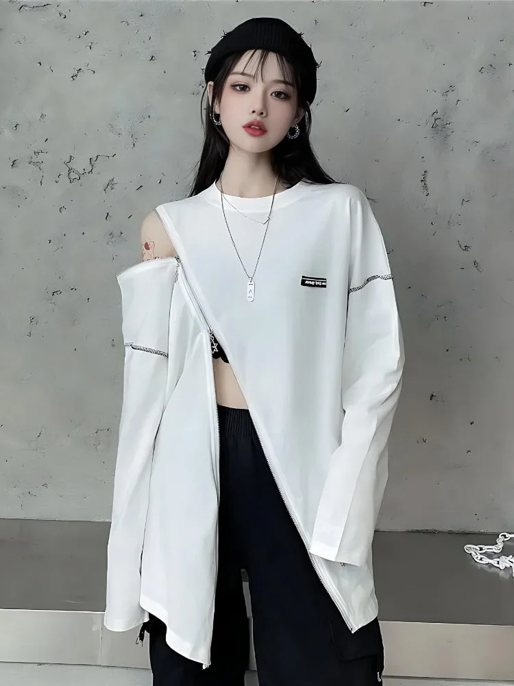 Brownm Cross Zip-Up Top