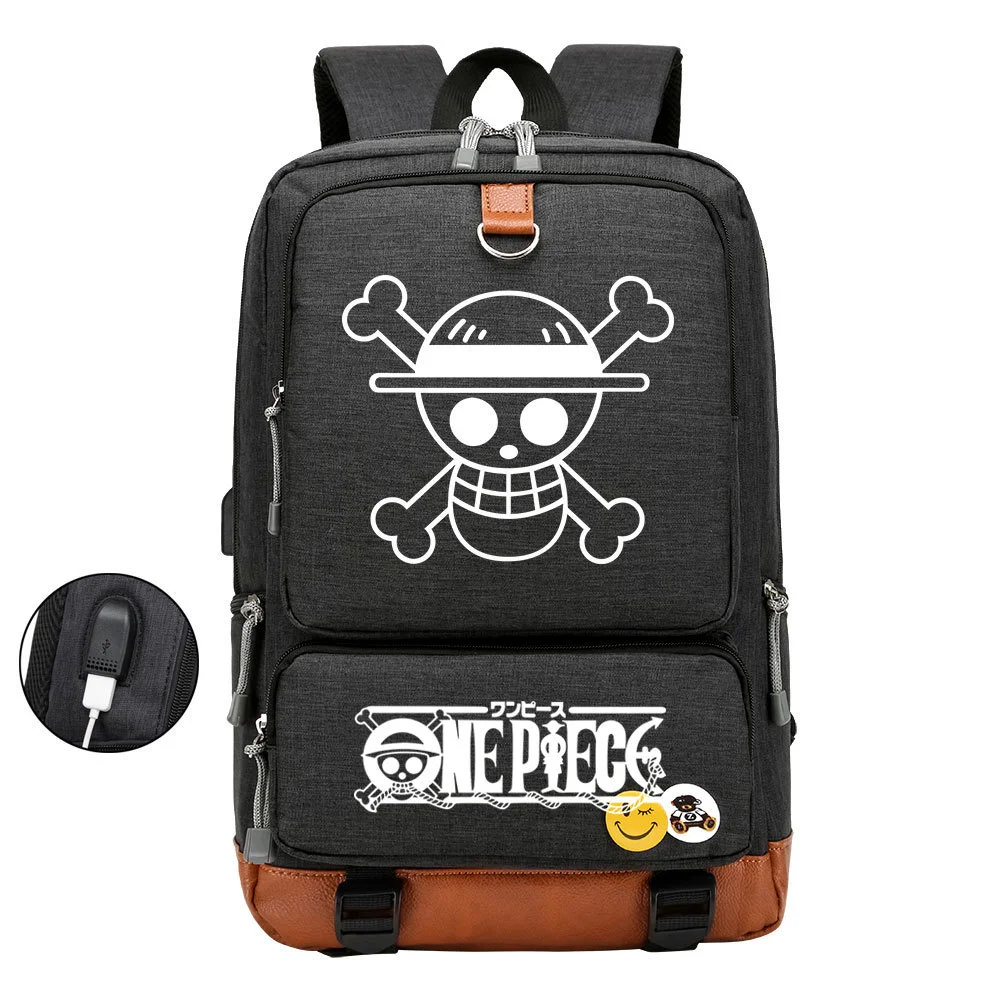 Explore the One Piece world with our Multi-Pocket Backpack (15-inch Laptop Compartment and USB Charging Port)