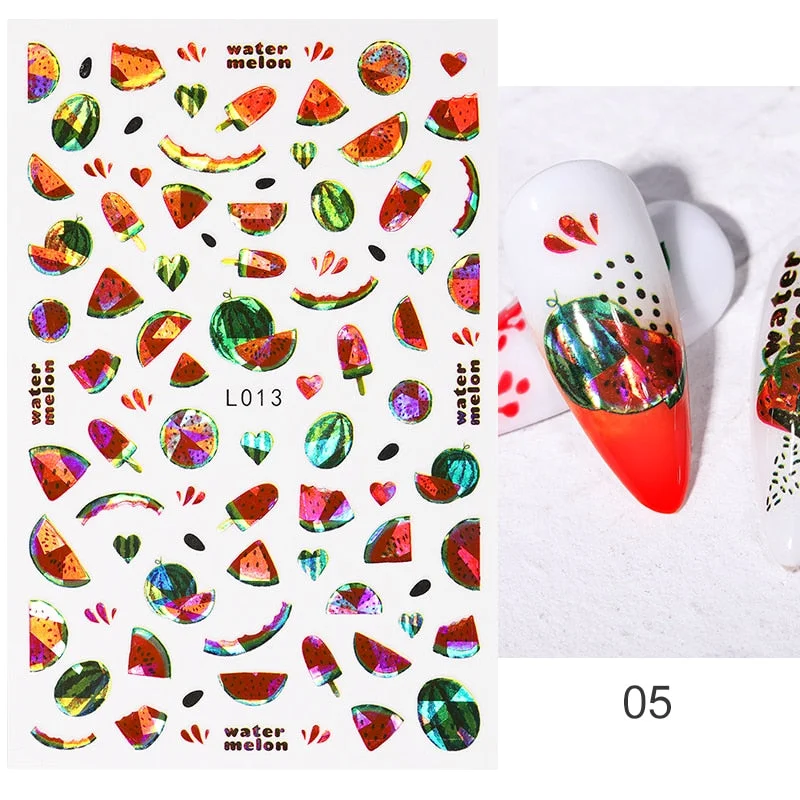 1PC 3D Nail Stickers Spring Flowers Leaves Self-Adhesive Slider Nail Art Decorations Leaf Love Heart Decals Manicure Accessories-Nail Inspo