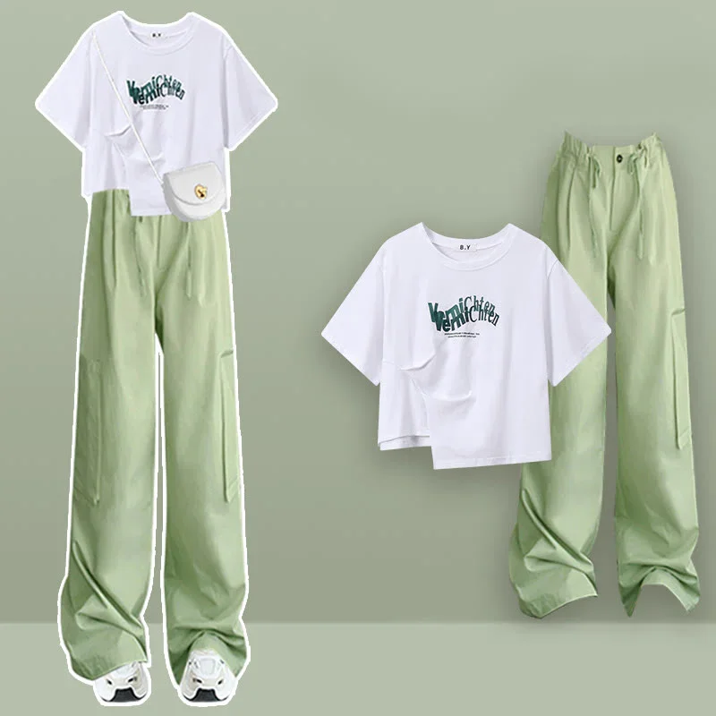 Irregular T-Shirt Green Cargo Pants