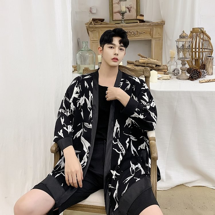-A345-1102-P75 Personality Printing Loose Korean Windbreaker Jacket-Usyaboys-Mne and Women's Street Fashion Shop-Christmas