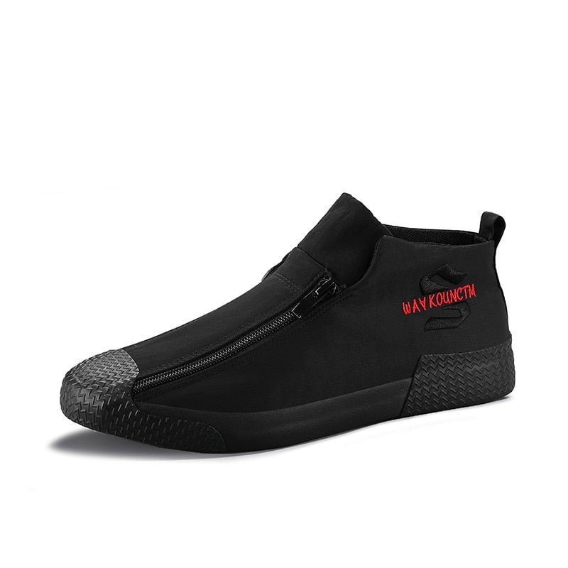 New Men Canvas Sneakers Fashion Double-row Zipper Design Casual Sneaker Comfort Flats Shoes Casual Men Breathable Zapatillas