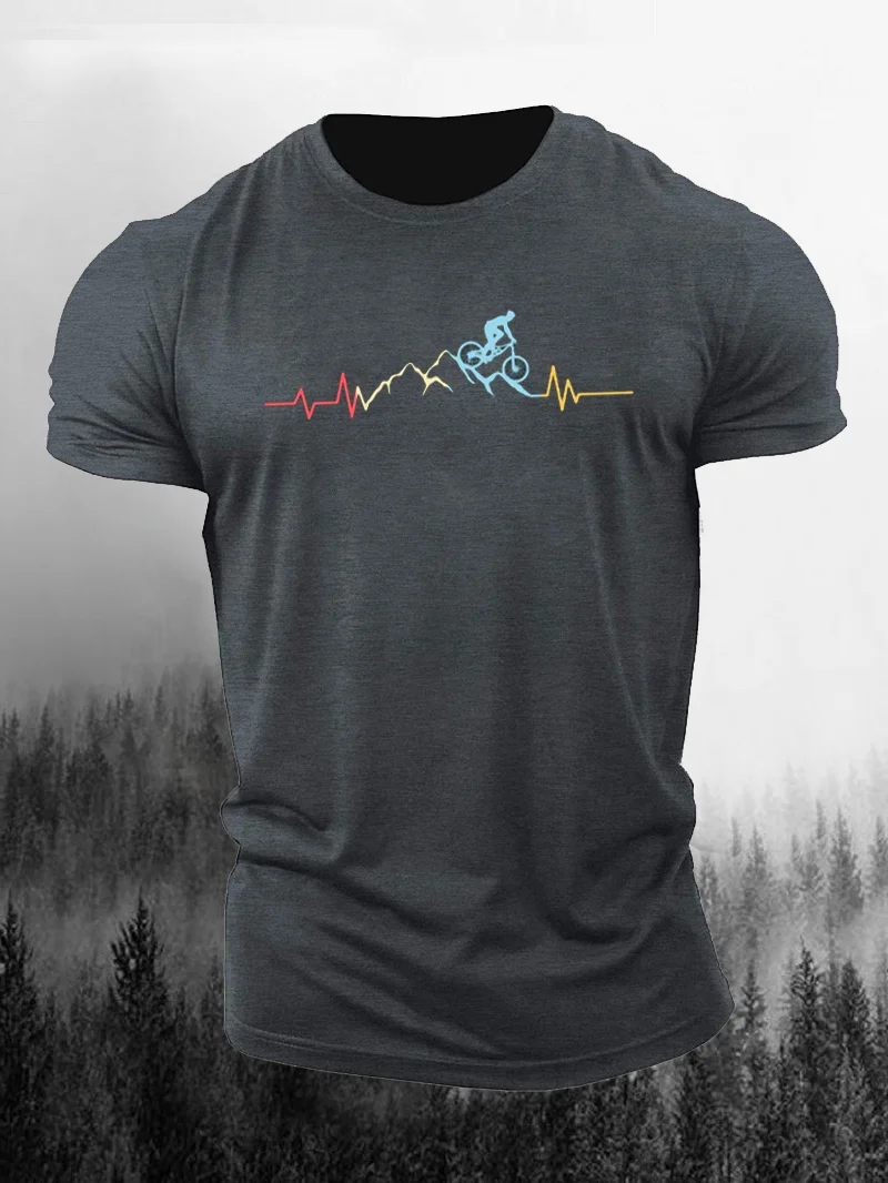 Men's Simple Colorful Mountain Riding Printed Outdoor Casual Short-sleeve T-shirt in  mildstyles