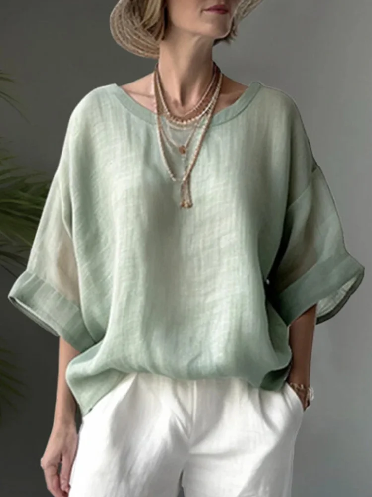 Elegant Basic Round Neck Oversized Tunic