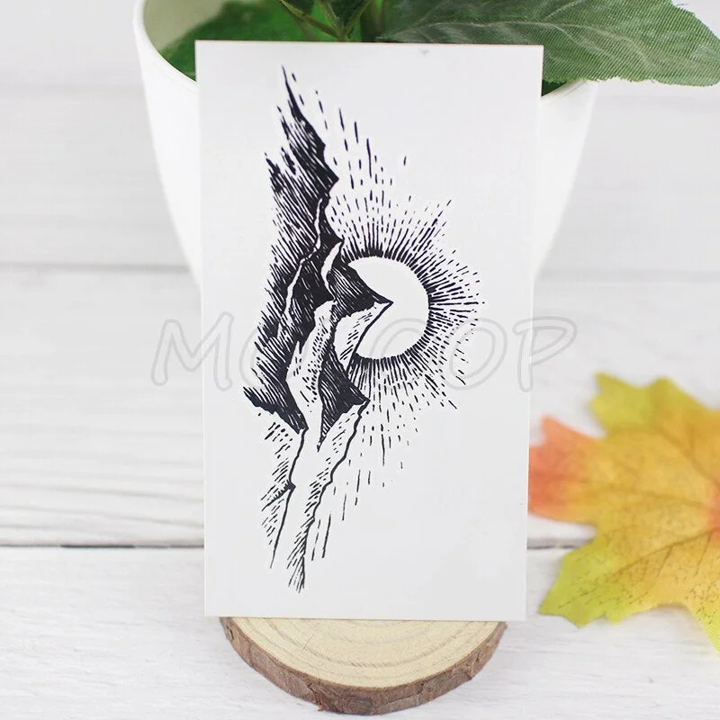 Tattoo Sticker Pine Tree Christmas Plant Black Hand Body Art Water Transfer Temporary Fake Tatto Flash Tatoo for Kid Girl Men