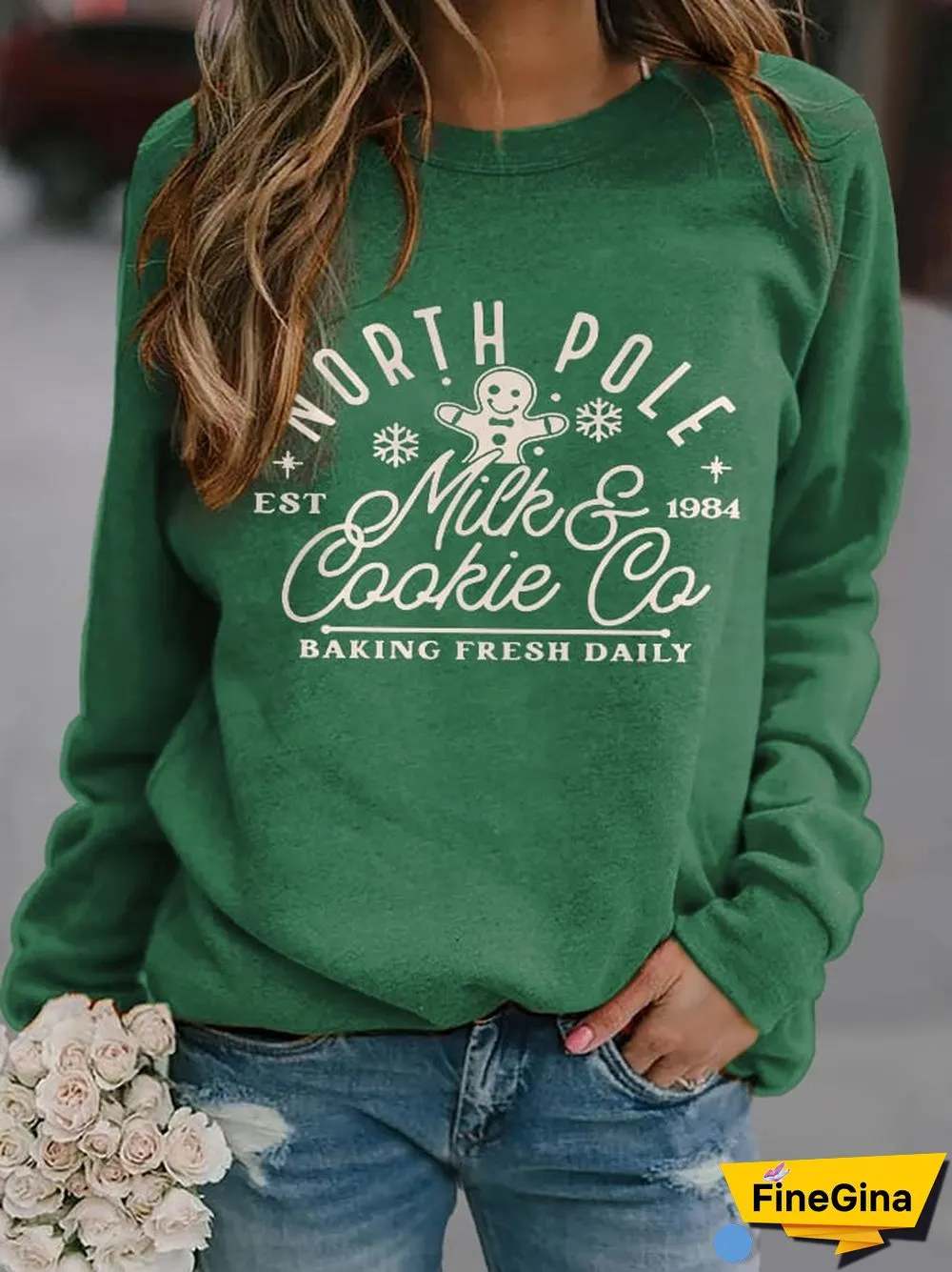 Casual Christmas Print Long Sleeve Sweatshirt