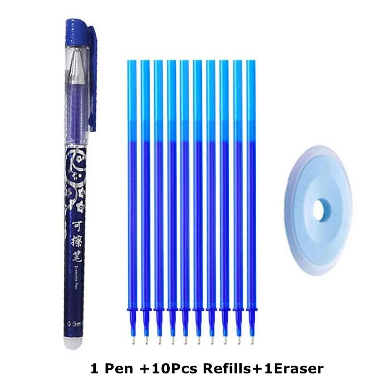 Erasable Pen Refills Rod Set 0.5mm Needle/0.7mm Bullet tip Washable Handle Erasable Ballpoint Pen for School Pen Writing Tools