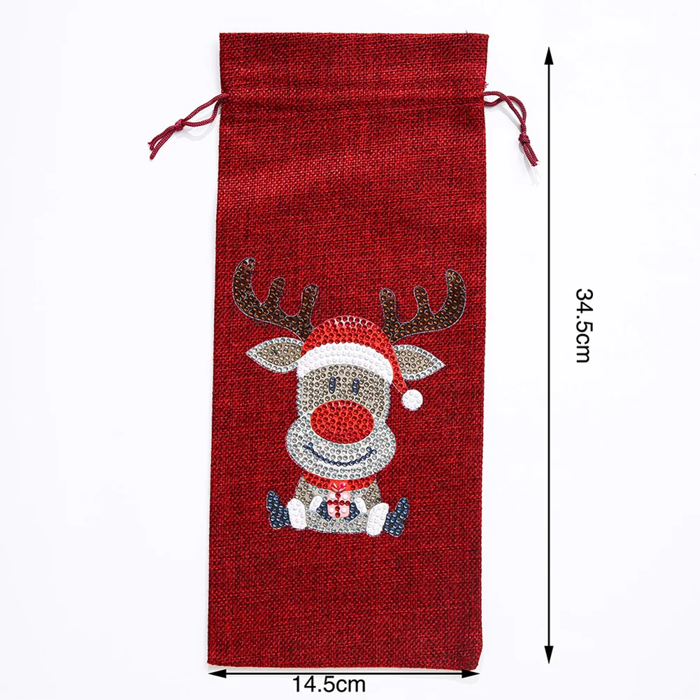 DIY Diamond Painting Xmas Wine Bottle Bag - Christmas Elk