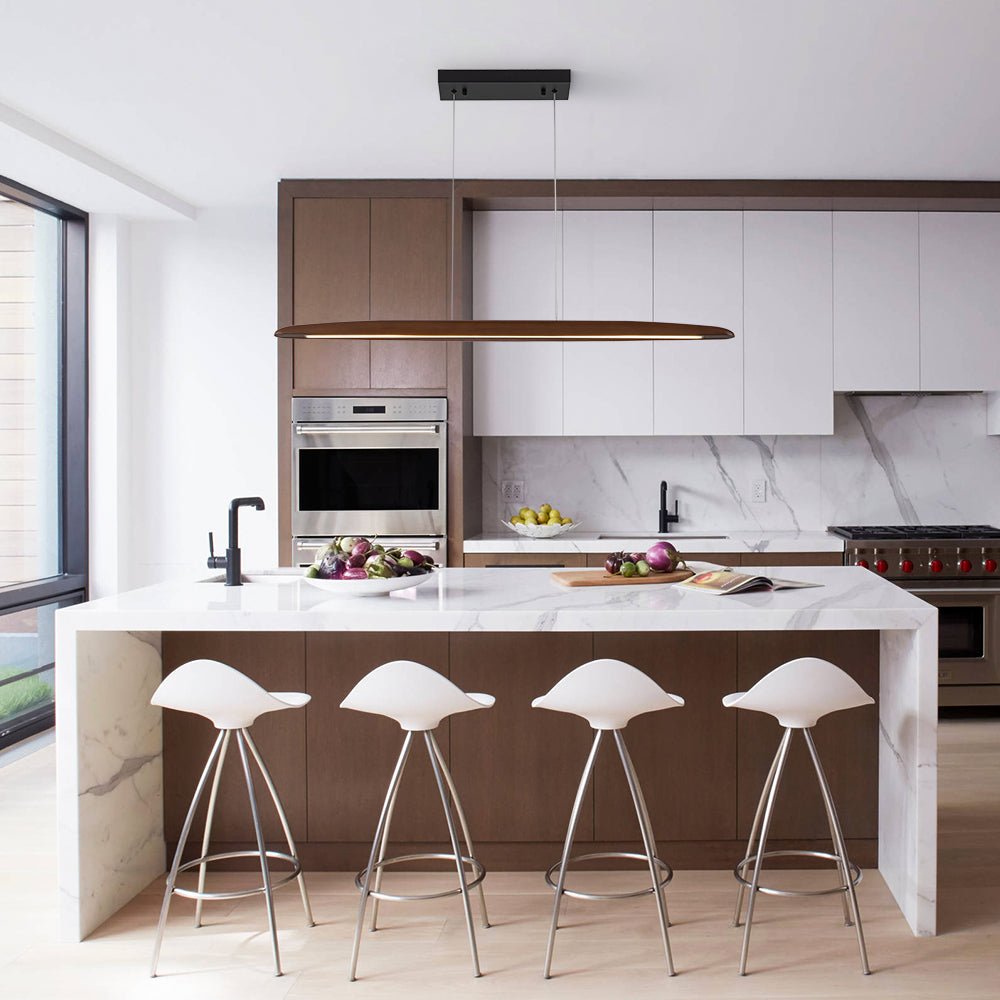 Minimalist Linear Wood Dimmable LED Island Pendant