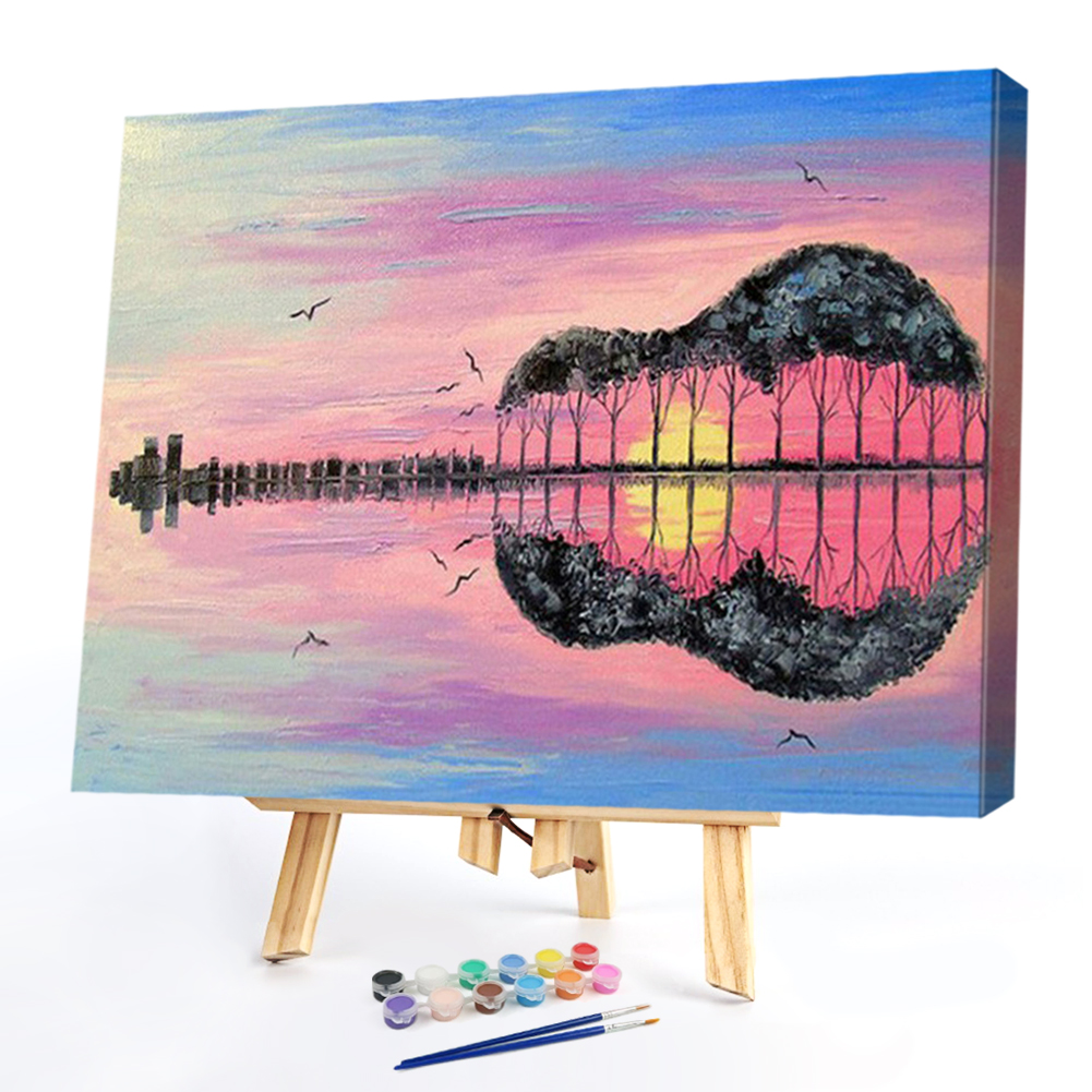 

50*40CM - Paint By Numbers - Guitar Scenery, 501 Original